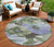 8' Olive Green And Fern Green Round Floral Washable Indoor Outdoor Area Rug