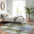 8' Olive Green And Fern Green Round Floral Washable Indoor Outdoor Area Rug