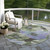 8' Olive Green And Fern Green Round Floral Washable Indoor Outdoor Area Rug