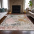 9' X 12' Pink Charcoal And Copper Abstract Washable Indoor Outdoor Area Rug
