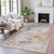 9' X 12' Pink Charcoal And Copper Abstract Washable Indoor Outdoor Area Rug