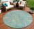 8' Teal Blue Round Abstract Washable Indoor Outdoor Area Rug