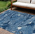 9' X 12' Navy Blue And Blue Abstract Washable Indoor Outdoor Area Rug