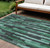 9' X 12' Sage Teal Blue And Emerald Striped Washable Indoor Outdoor Area Rug