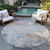 8' Teal Blue Round Abstract Washable Indoor Outdoor Area Rug