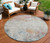 8' Teal Blue Round Abstract Washable Indoor Outdoor Area Rug