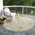 8' Wheat And Ivory Round Floral Washable Indoor Outdoor Area Rug