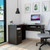 Homeroots Office Thorpe Black L-Shaped Computer Desk, Black Finish