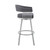 Homeroots Living Room 30" Mod Slate Grey Faux Leather Silver Finish Swivel Bar Stool, Slate Grey
