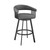 Homeroots Living Room 30" Mod Gray Faux Leather Black Finish Swivel Bar Stool, Gray