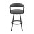 Homeroots Living Room 30" Mod Gray Faux Leather Black Finish Swivel Bar Stool, Gray