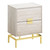 Homeroots Living Room 23.5" Beige Marble Particle Board and Gold Metal Accent Table, Beige, Particle Board and Gold Metal