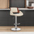 Homeroots Living Room Adjustable Chrome Swivel Bar Stool, Cream Faux Leather