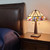 Homeroots Lighting 23" Stained Glass Two Light Mission Style Table Lamp, Cream and Blue, Two Light
