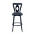 Homeroots Living Room 46" Gray Faux Leather and Iron Swivel Bar Height Chair