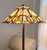 Homeroots Lighting 62" Brown Two Lights Traditional Shaped Floor Lamp, Brown and White Stained Glass Shade, Two Lights