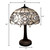 Homeroots Lighting 23" Stained Glass Two Light Jeweled Vintage Accent Table Lamp, Tiffany Style, Dark Brown Base