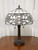 Homeroots Lighting 23" Stained Glass Two Light Jeweled Vintage Accent Table Lamp, Tiffany Style, Dark Brown Base