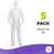 Medical Supply Disposable Coveralls for Men Women X Large Pack of 5 White Hazmat Suits Disposable with Hood Boots Elastic Cuffs Waterproof and Dense 6