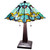Homeroots Lighting 23" Aqua Blues and Amber Abstract Stained Glass Two Light Mission Style Table Lamp