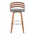 Homeroots Living Room 30" Gray Modern Faux Leather & Walnut Wood Swivel Bar Stool