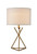 Homeroots Lighting Contemporary Gold Geo Table Lamp, Matte Gold Finish, White Shade