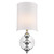 Homeroots Lighting Silver Chrome Wall Light with Linen Fabric Shade, Silver Finish