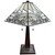 Homeroots Lighting 23" Stained Glass White Floral Two Light Mission Style Table Lamp, White Floral Design, Two Light