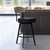 Homeroots Living Room 26" Black Faux Leather Black Metal and Gray Walnut Open Back Swivel Bar Stool
