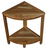 Compact Teak Corner Shower Stool with Shelf in Natural Finish - 4512822891835