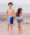 Striped blue Sibling matching swimsuits