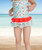 Floral & Tan stripes 2 pc swimsuit