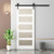 84" White Glass Barn Door