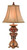Homeroots Lighting Antique Inspired Table Lamp with Linen Lamp Shade, Antique Brown and Red Finish