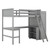 Gray Four Poster Wood Twin Loft Bed with Desk and Shelves