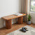 43" Brown Genuine Leather and Solid Wood Upholstered Bench