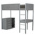 Gray Platform Wood Twin Loft Bed With Desk And Drawers And Drawers,Shelves