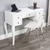 40" White Acacia Wood Writing Desk With Five Drawers