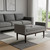 29" Gray and Walnut Linen Ottoman