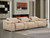 134" Beige Leather Reclining USB Sofa