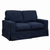 Sunset Trading Americana Replacement Slipcover Only for Box Cushion Track Arm Loveseat | Performance Fabric Washable Water-Resistant Stain-Proof | Navy Blue