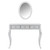 39" Silver Wood Mirrored Three Drawer Vanity Table