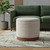 21" Gray and Brown Fabric Round Ottoman With Storage