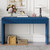 55" Navy Blue Wood Double Pedestal Console Table With Three Drawers