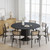 60" Black Solid Wood Pedestal Base Round Top Dining Table