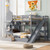 Gray Full Over Full Dollhouse Solid Wood Bunk Bed With Slide And Storage