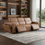 104" Chestnut Top Grain Leather Reclining Metal USB Sofa