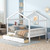 White Wood Full Canopy Bed Frame With Drawers