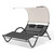 73" Gray Steel Sling Outdoor Chaise Lounge With Canopy