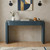 55" Navy Blue Wood Double Pedestal Console Table With Two Drawers